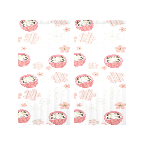 Daruma japanese wooden doll cherry blossom flower Gauze Curtain