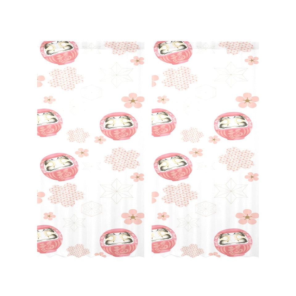 Daruma japanese wooden doll cherry blossom flower Gauze Curtain