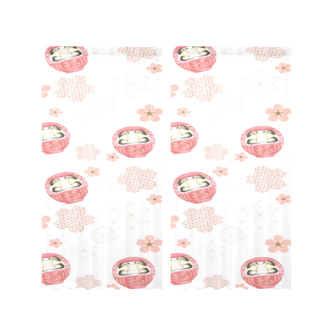 Daruma japanese wooden doll cherry blossom flower Gauze Curtain