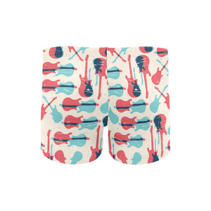 Red Blue guitar pattern Men's Swimming Trunks