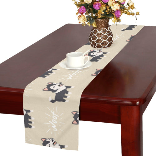 Cute Siberian Husky Table Runner