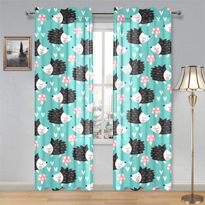 Hedgehog Pattern Print Design 03 Gauze Curtain