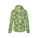Hop pattern Hop cone background Women's Padded Hooded Jacket