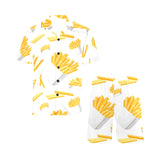 French fries white paper box pattern Men's V-Neck Short Pajama Set