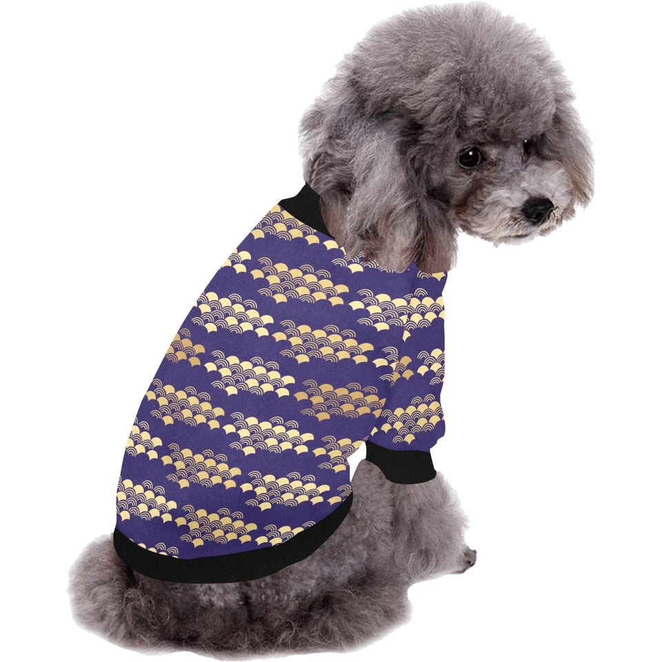 Beautiful japanese fan pattern All Over Print Pet Dog Round Neck Fuzzy Shirt