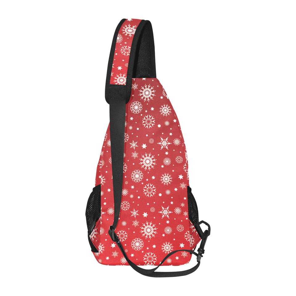 Snowflake pattern red background All Over Print Chest Bag