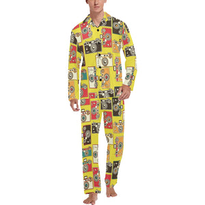 Camera Pattern Print Design 02 Men's Long Pajama Set