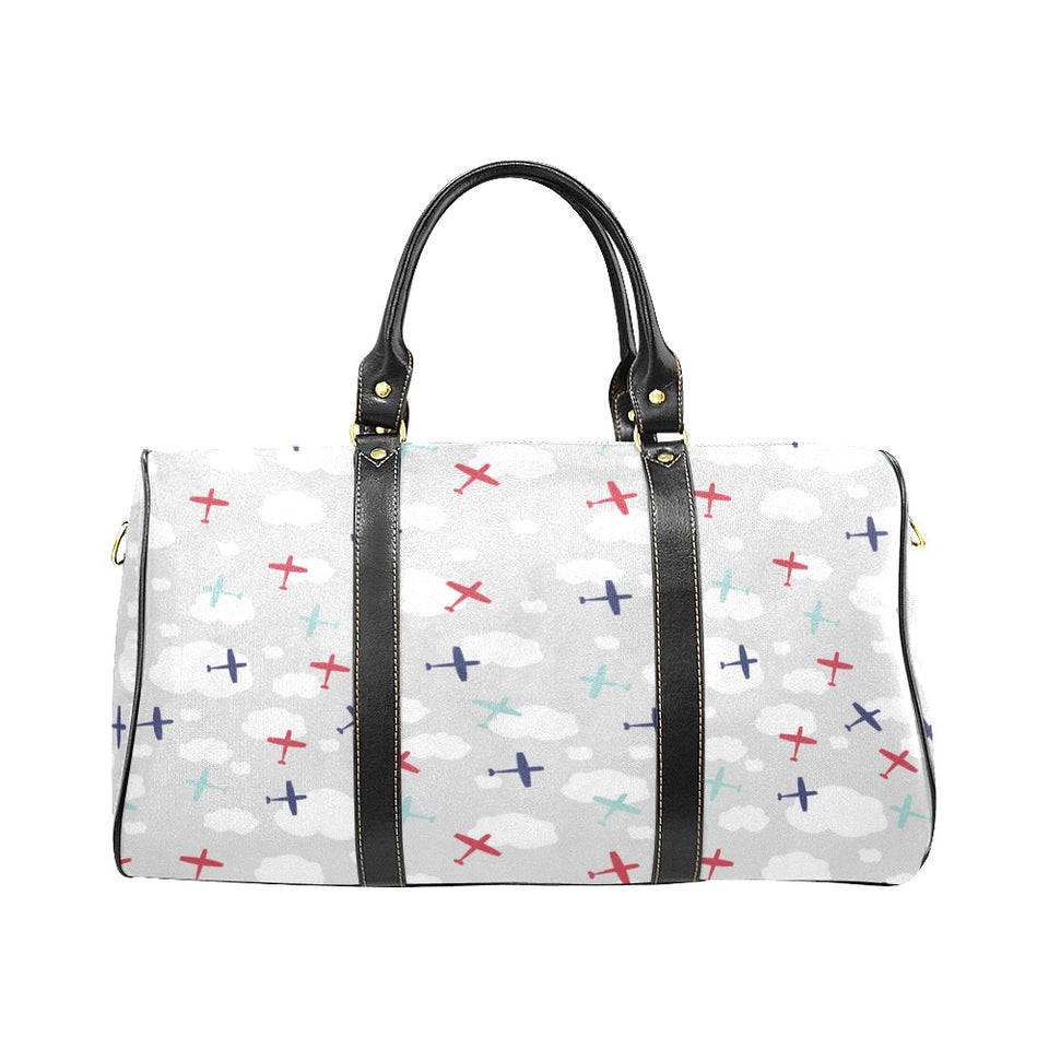 Airplane cloud grey background Travel Bag