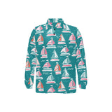 Cute sailboat pattern Men's Long Sleeve Polo Shirt