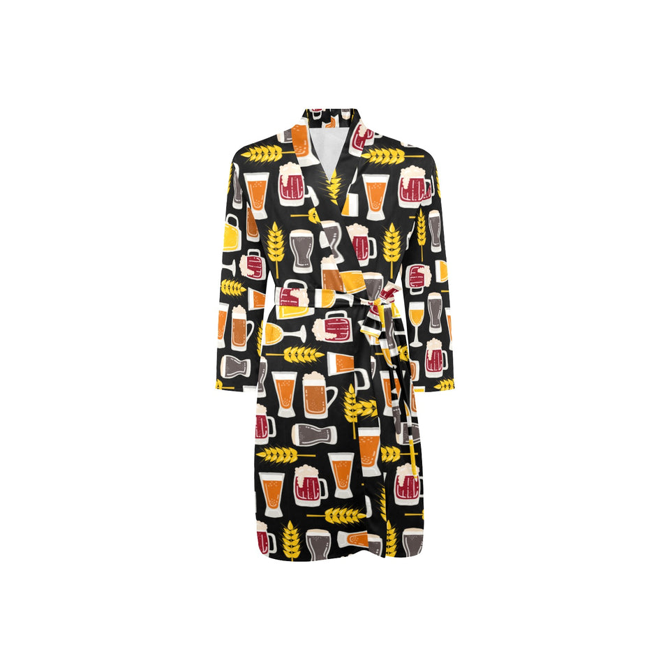 Beer type pattern Men's Long Sleeve Belted Night Robe