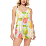 Guava design pattern Chest Sexy Pleated Two Piece Swim Dress