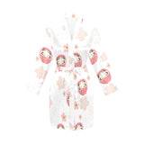 Daruma japanese wooden doll cherry blossom flower Women's Long Sleeve Belted Night Robe