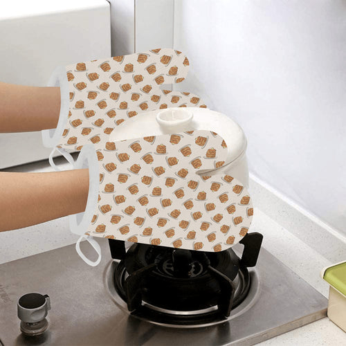 Pancake Pattern Print Design 01 Heat Resistant Oven Mitts