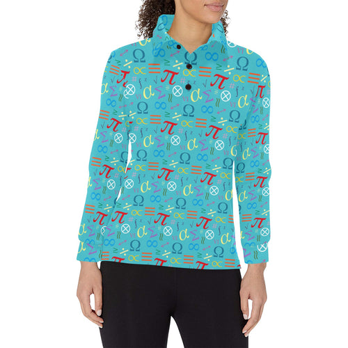 Math Pattern Print Design 02 Women's Long Sleeve Polo Shirt