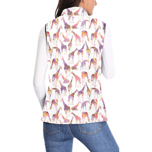 Giraffe Pattern Print Design 02 Women's Padded Vest