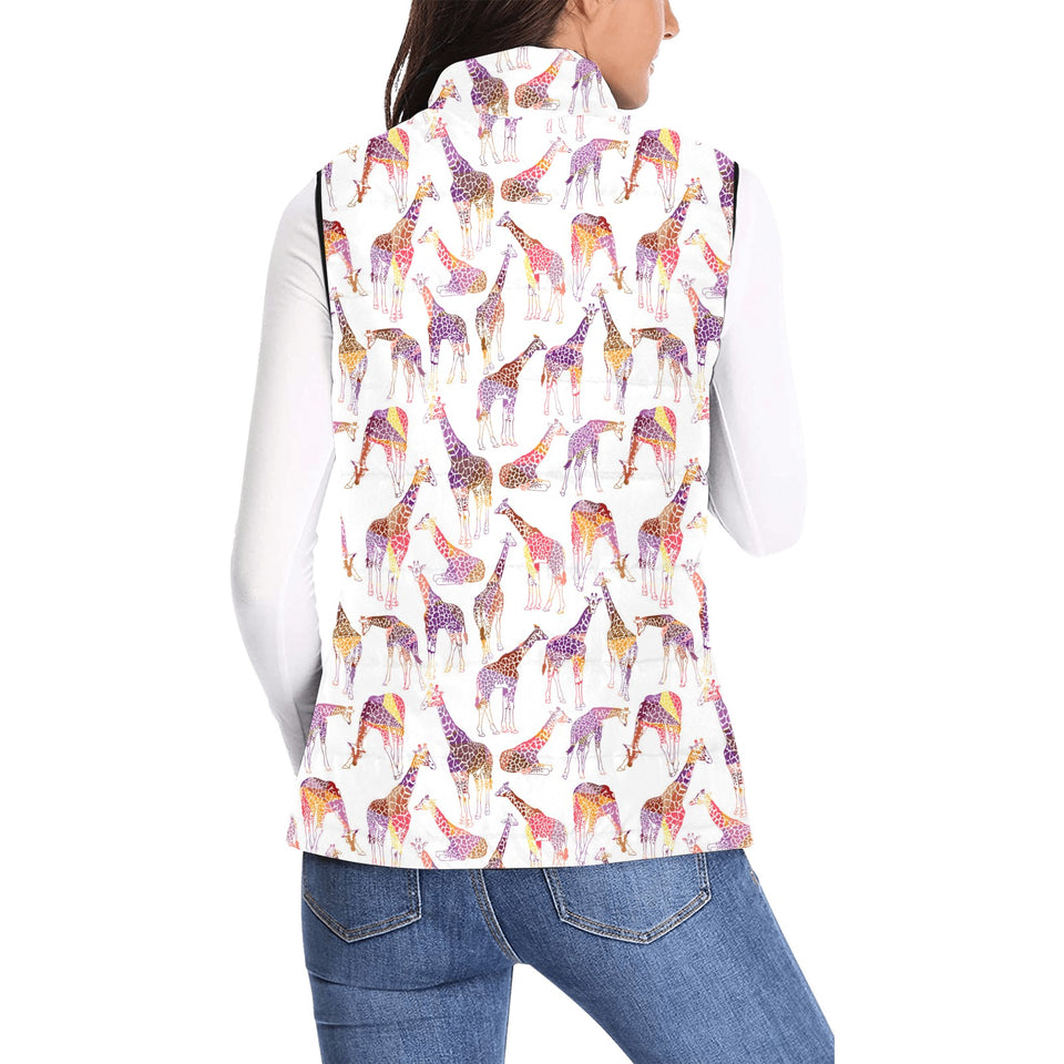 Giraffe Pattern Print Design 02 Women's Padded Vest