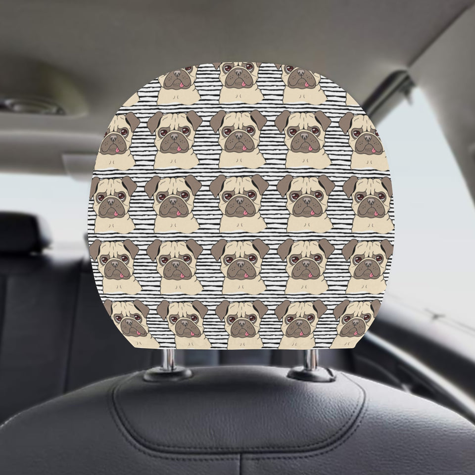 Happy pug pattern Car Headrest Cover