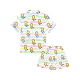 Cute hand drawn mermaid Kids' Boys' Girls' V-Neck Short Pajama Set