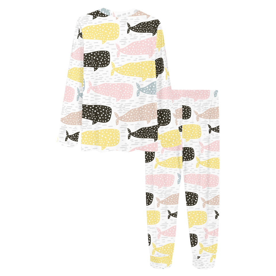 Whale dot pattern Women's All Over Print Pajama Set
