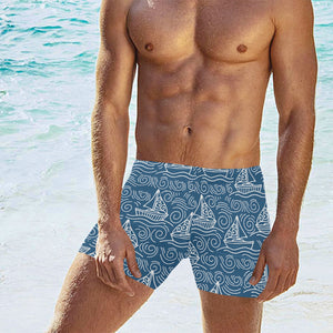 Hand drawn sailboat pattern Men's Swimming Trunks