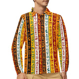 Egypt Hieroglyphics Pattern Print Design 01 Men's Long Sleeve Polo Shirt