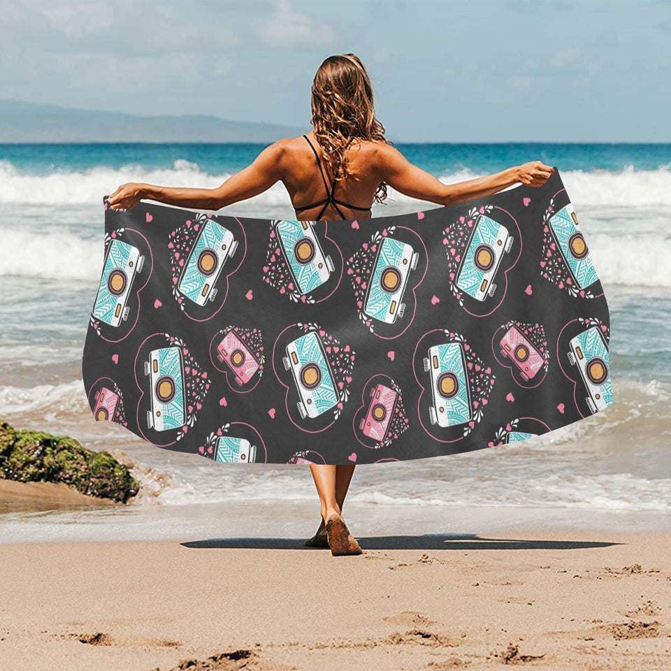 Camera Pattern Print Design 04 Beach Towel