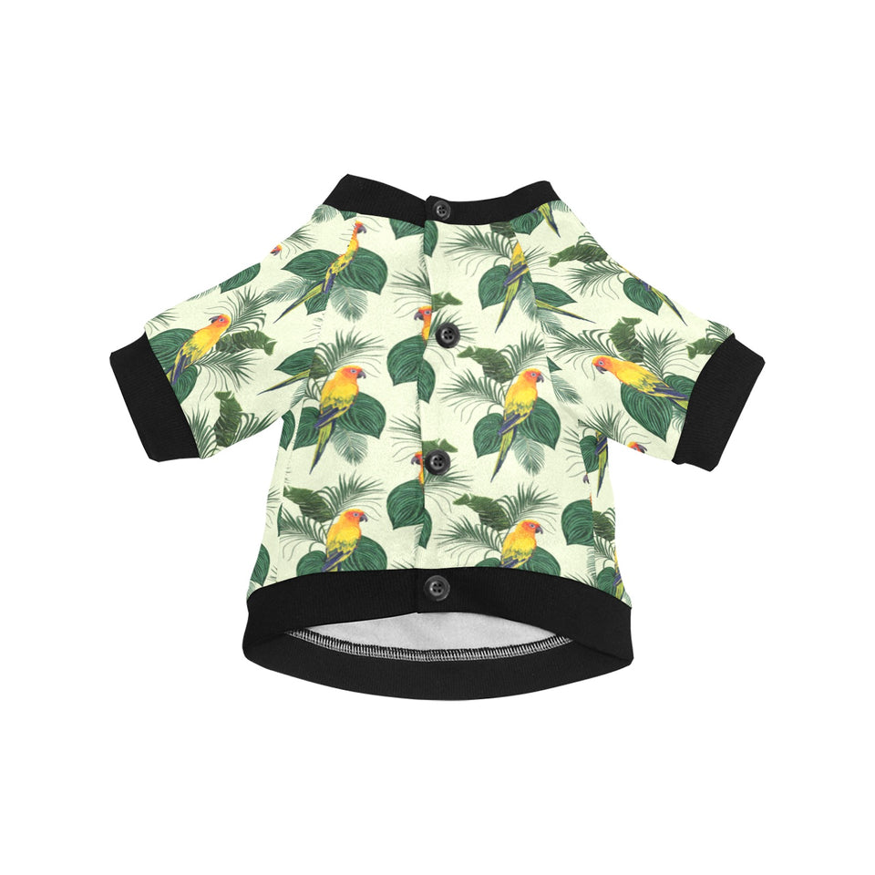 Beautiful parrot palm leaves pattern All Over Print Pet Dog Round Neck Fuzzy Shirt