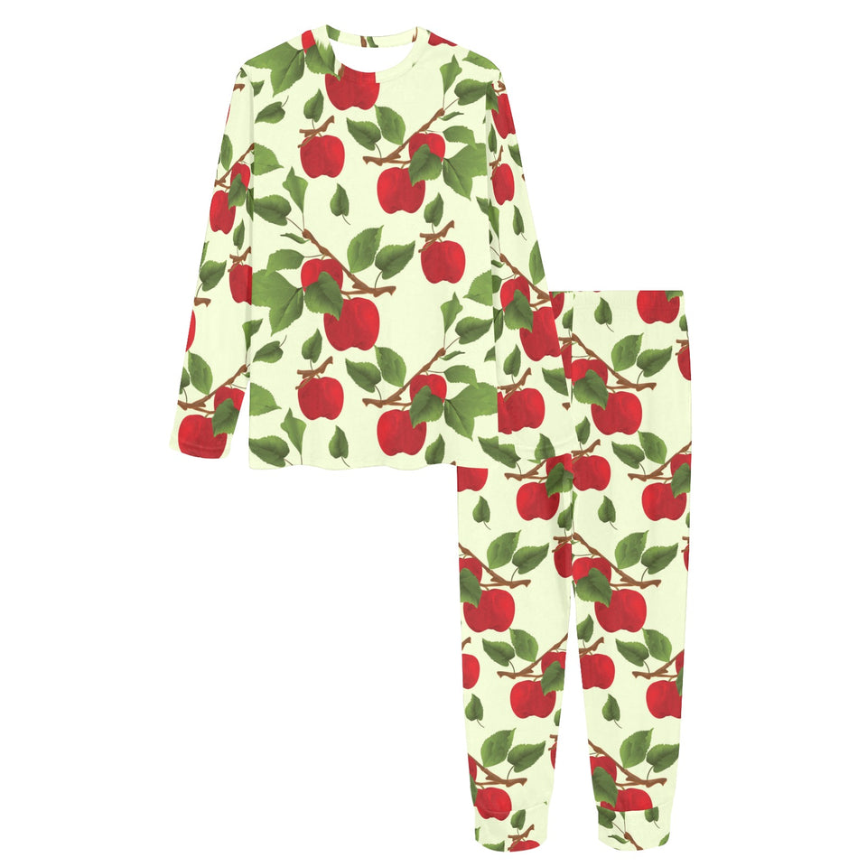 Red apples leaves pattern Women's All Over Print Pajama Set