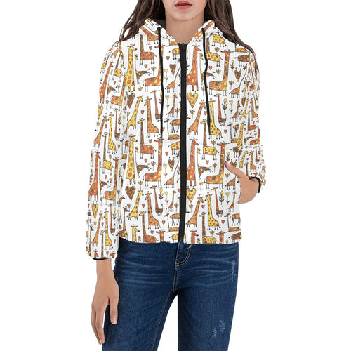 Giraffe Pattern Print Design 04 Women's Padded Hooded Jacket
