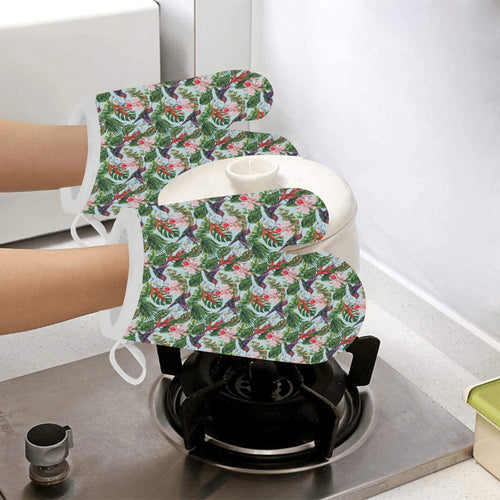 Hummingbird Pattern Print Design 05 Heat Resistant Oven Mitts