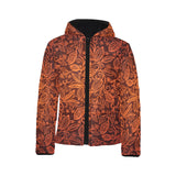 cacao beans tribal polynesian pattern Kids' Boys' Girls' Padded Hooded Jacket