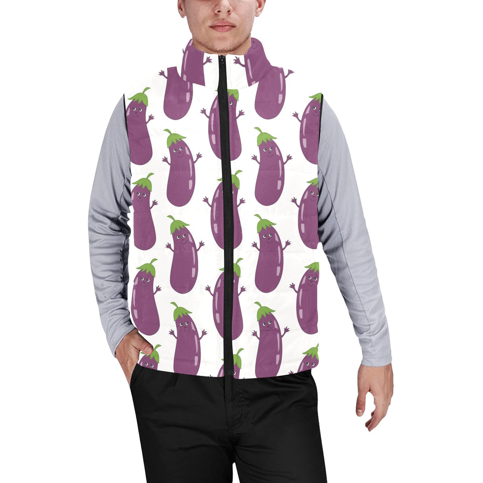 Eggplant Pattern Print Design 01 Men's Padded Vest
