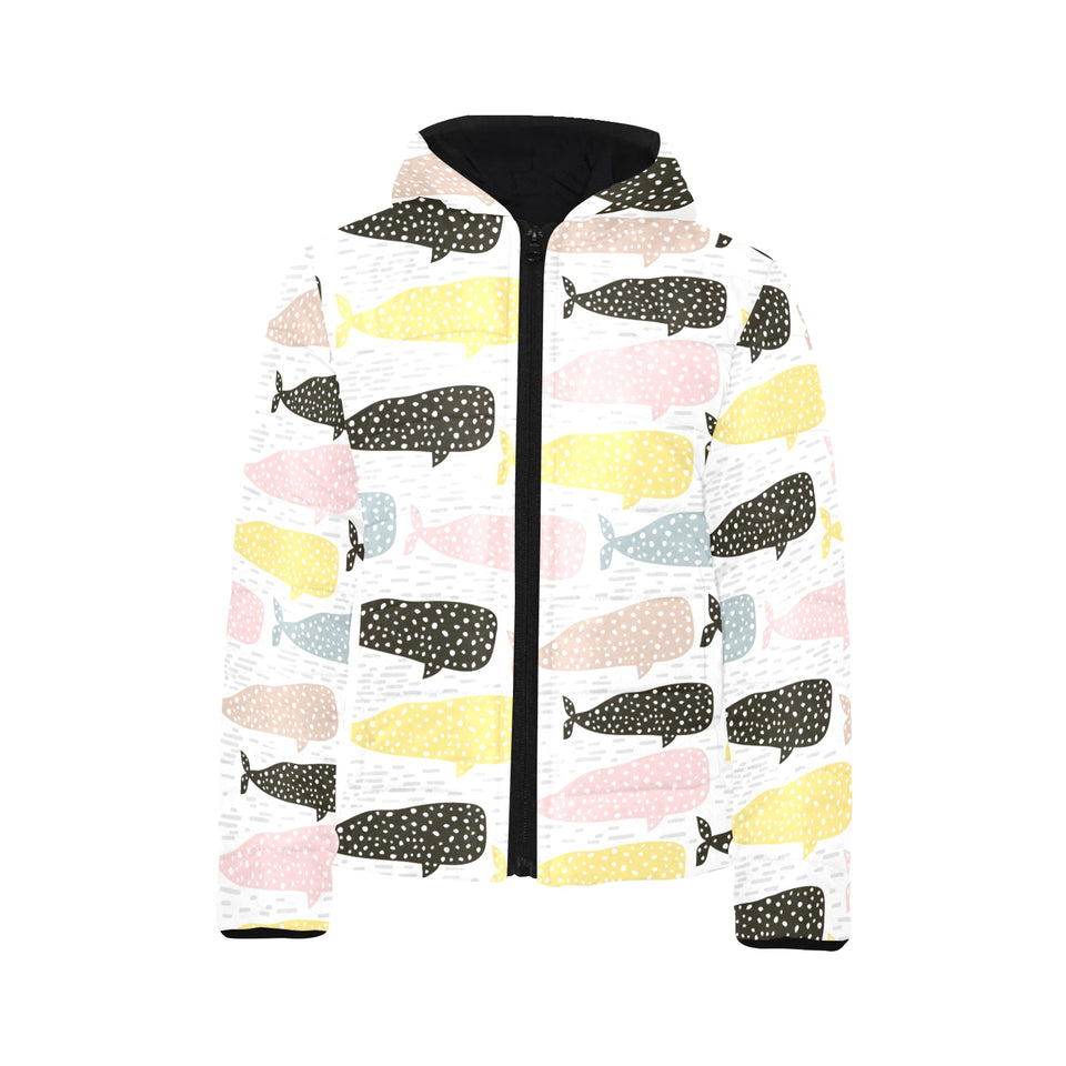 Whale dot pattern Kids' Boys' Girls' Padded Hooded Jacket