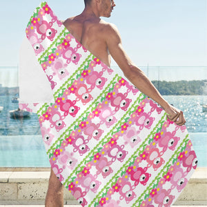 Teddy Bear Pattern Print Design 04 Beach Towel