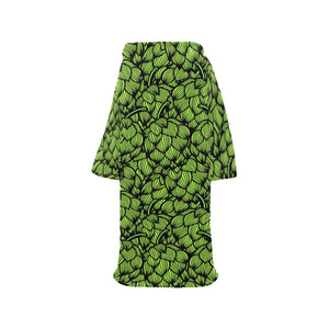 Green hop pattern Blanket Robe with Sleeves