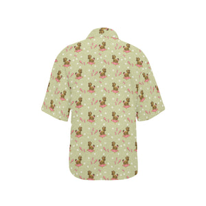 Yorkshire Terrier Pattern Print Design 01 Women's All Over Print Hawaiian Shirt