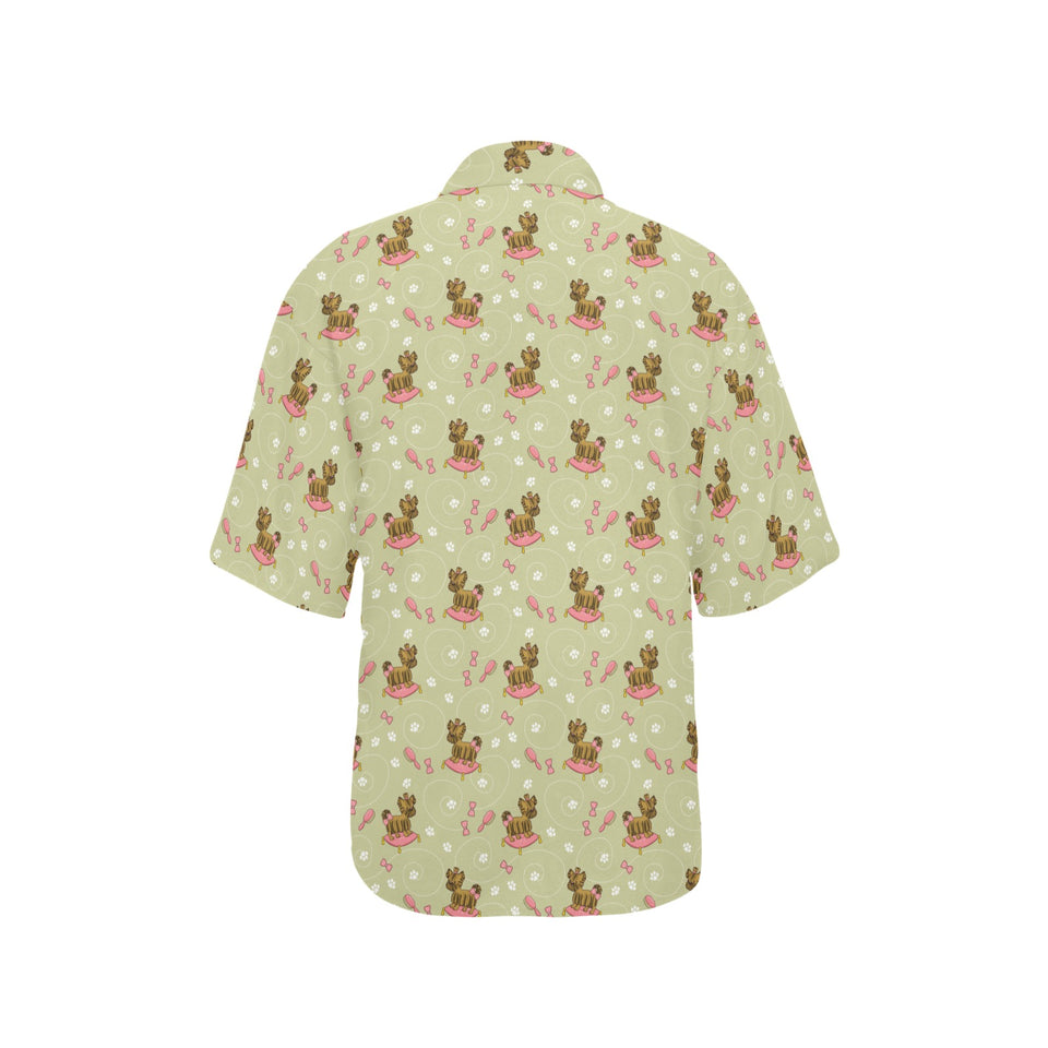 Yorkshire Terrier Pattern Print Design 01 Women's All Over Print Hawaiian Shirt