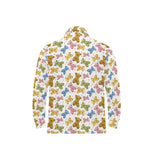 Teddy Bear Pattern Print Design 01 Men's Long Sleeve Polo Shirt