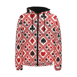 Casino Cards Suits Pattern Print Design 03 Men's Padded Hooded Jacket