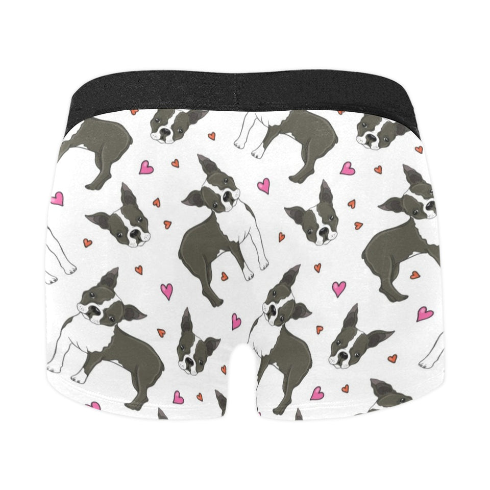 Boston terrier dog hearts vector pattern Men's All Over Print Boxer Briefs Men's Underwear