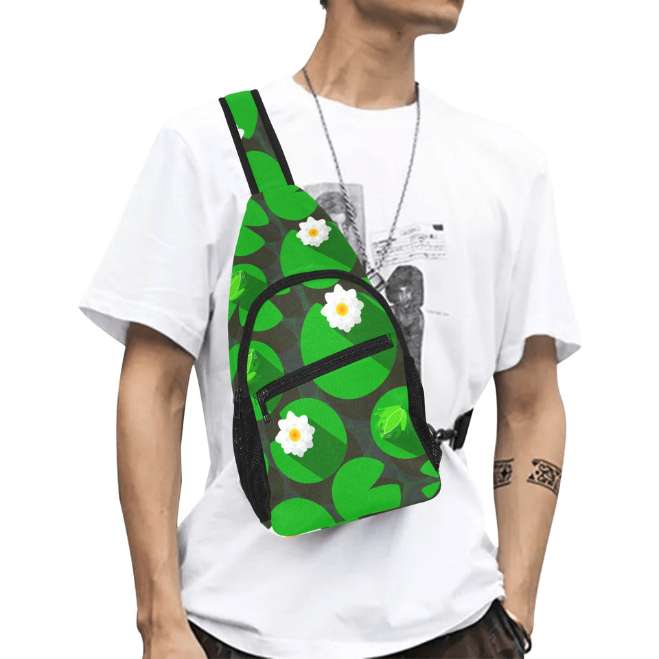 Frog waterlily pattern All Over Print Chest Bag