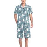 Cute rabbit pattern Men's V-Neck Short Pajama Set