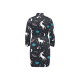 unicorn rainbows moon clound star pattern Men's Long Sleeve Belted Night Robe