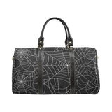 Spider web pattern Black background white cobweb Travel Bag