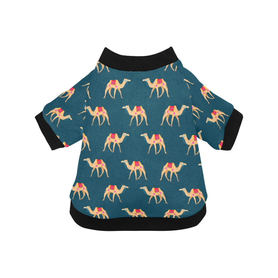 Camel pattern blue blackground All Over Print Pet Dog Round Neck Fuzzy Shirt