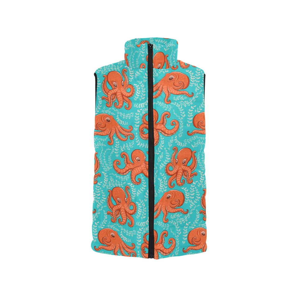 Octopus turquoise background Women's Padded Vest