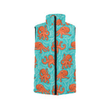 Octopus turquoise background Women's Padded Vest