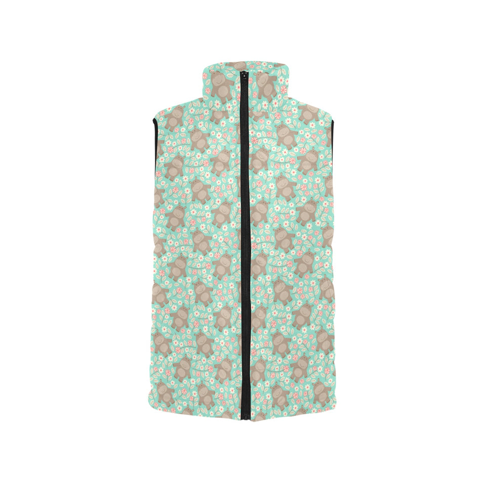 Hippopotamus Pattern Print Design 02 Men's Padded Vest