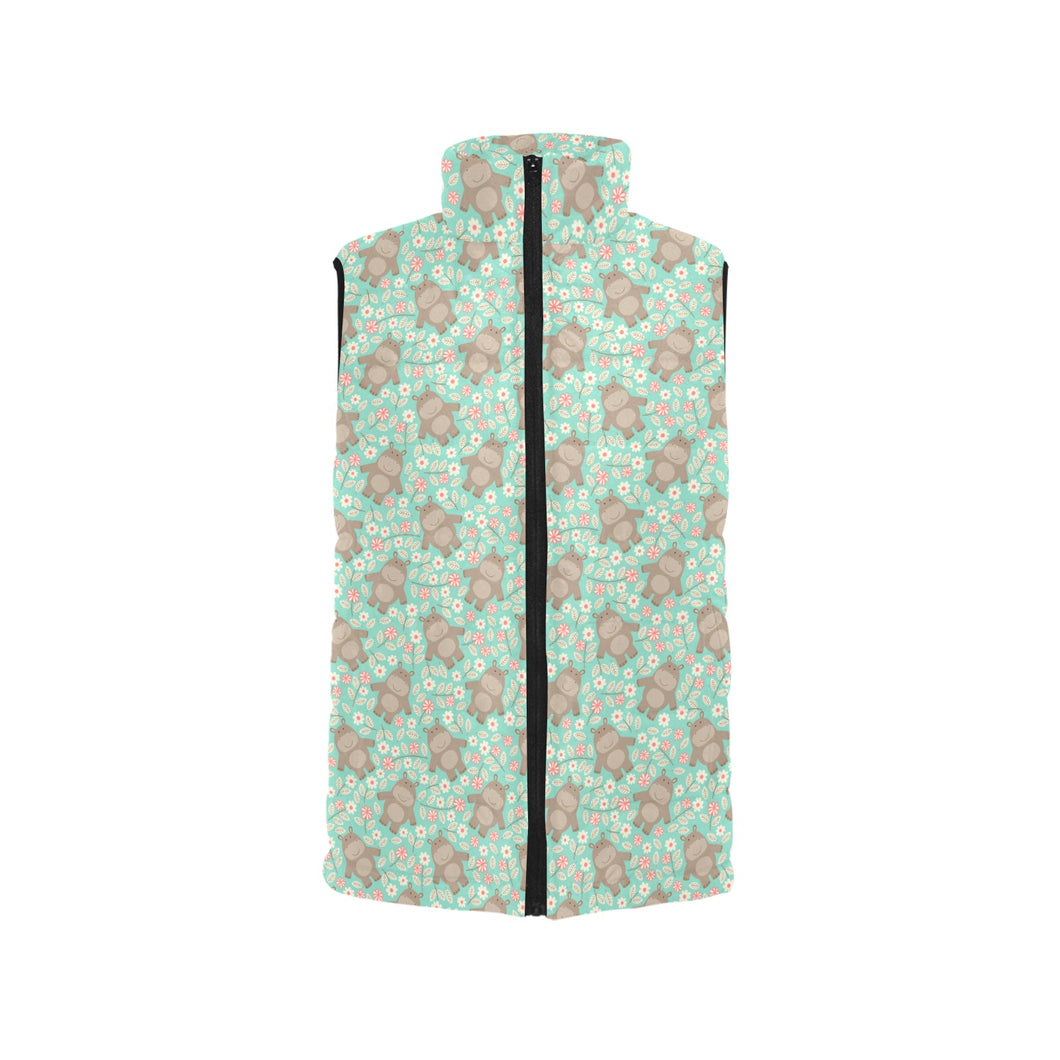 Hippopotamus Pattern Print Design 02 Men's Padded Vest