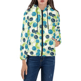 blueberry flower pattern Women's Padded Hooded Jacket
